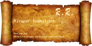 Ringer Romulusz névjegykártya